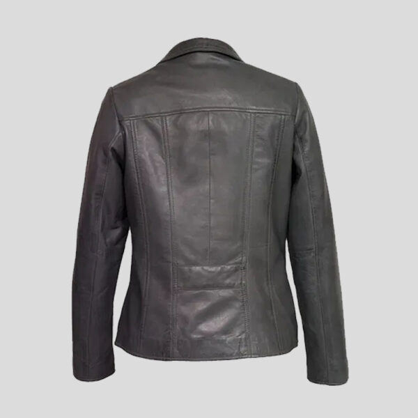 Womens Grey Leather Biker Jacket