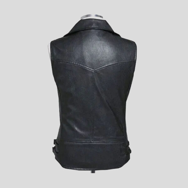 Black Ideal Leather Vest for Mens with Red Zipper Pocket.