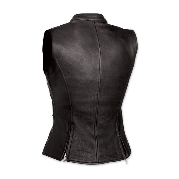 Black cowhide women leather vest