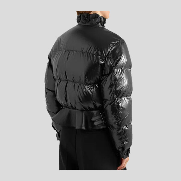 Cropped Quilted Shell Down Leather Jacket