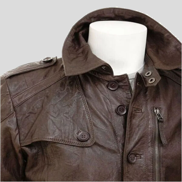 Lang ford Brown Leather Men’s Three Quarter Length Coat