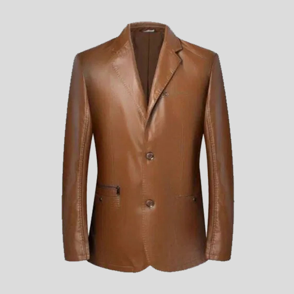 Men Lapel Blazer Leather Casual Jackets Autumn Slim Fit Coat Suits