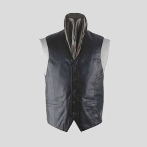 Mens Black Leather Ideal Vest