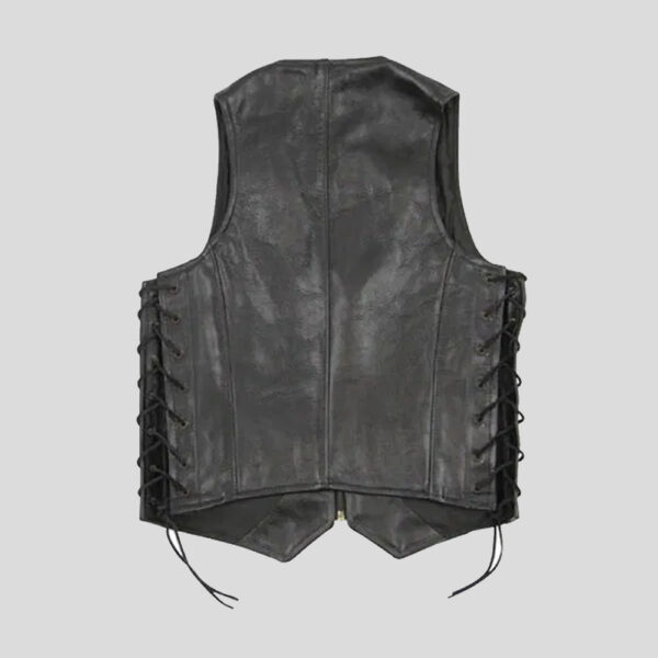 Mens Dark V Neck Leather Vest