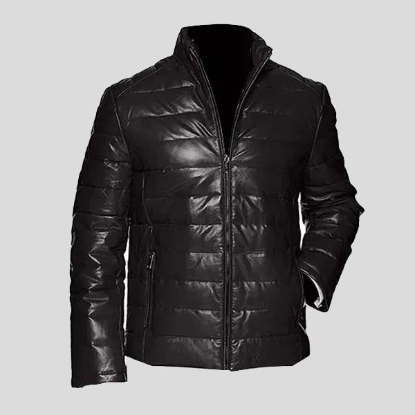 Men’s Leather Packable Down Filled Puffer Jacket