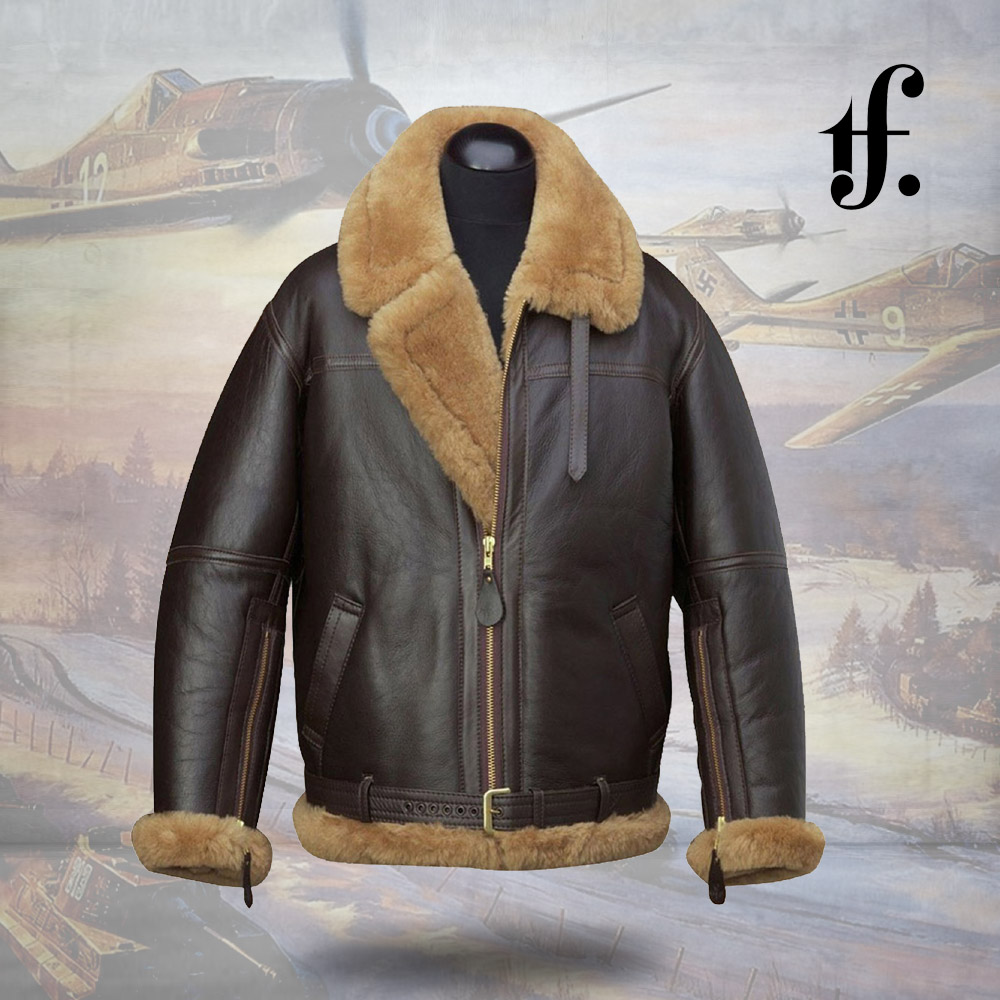 Men's Shearling Real Leather Bomber Jacket