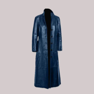 Mens Trench Coat Shine Leather New Long Coat Full Length