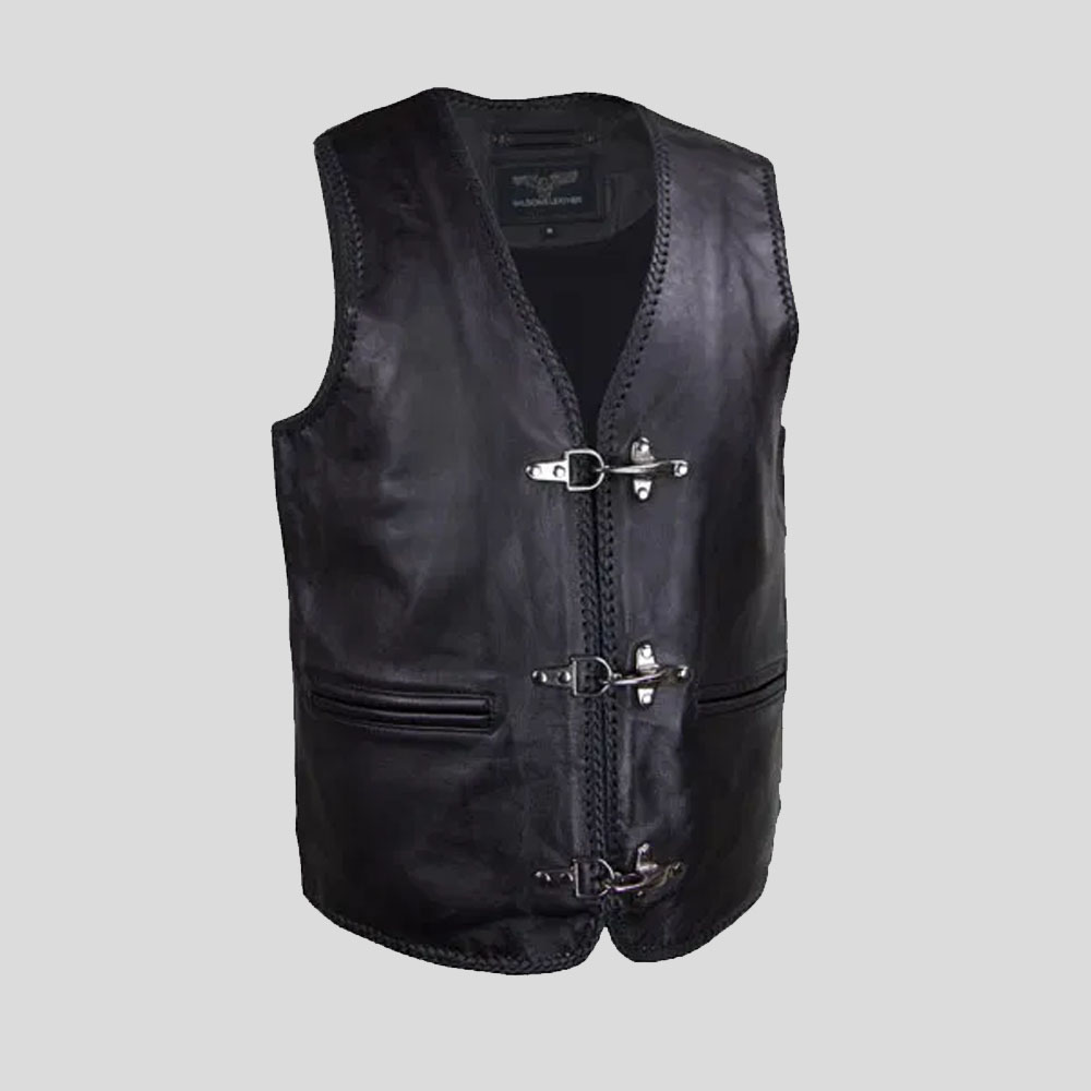Motorcycle Pure Leather Vest for Mens