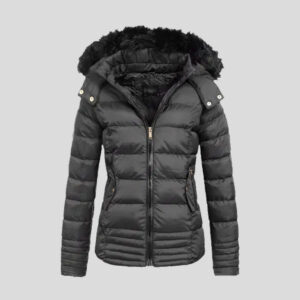 New Style Black Fur Bubble Jacket for Women – Tapfer