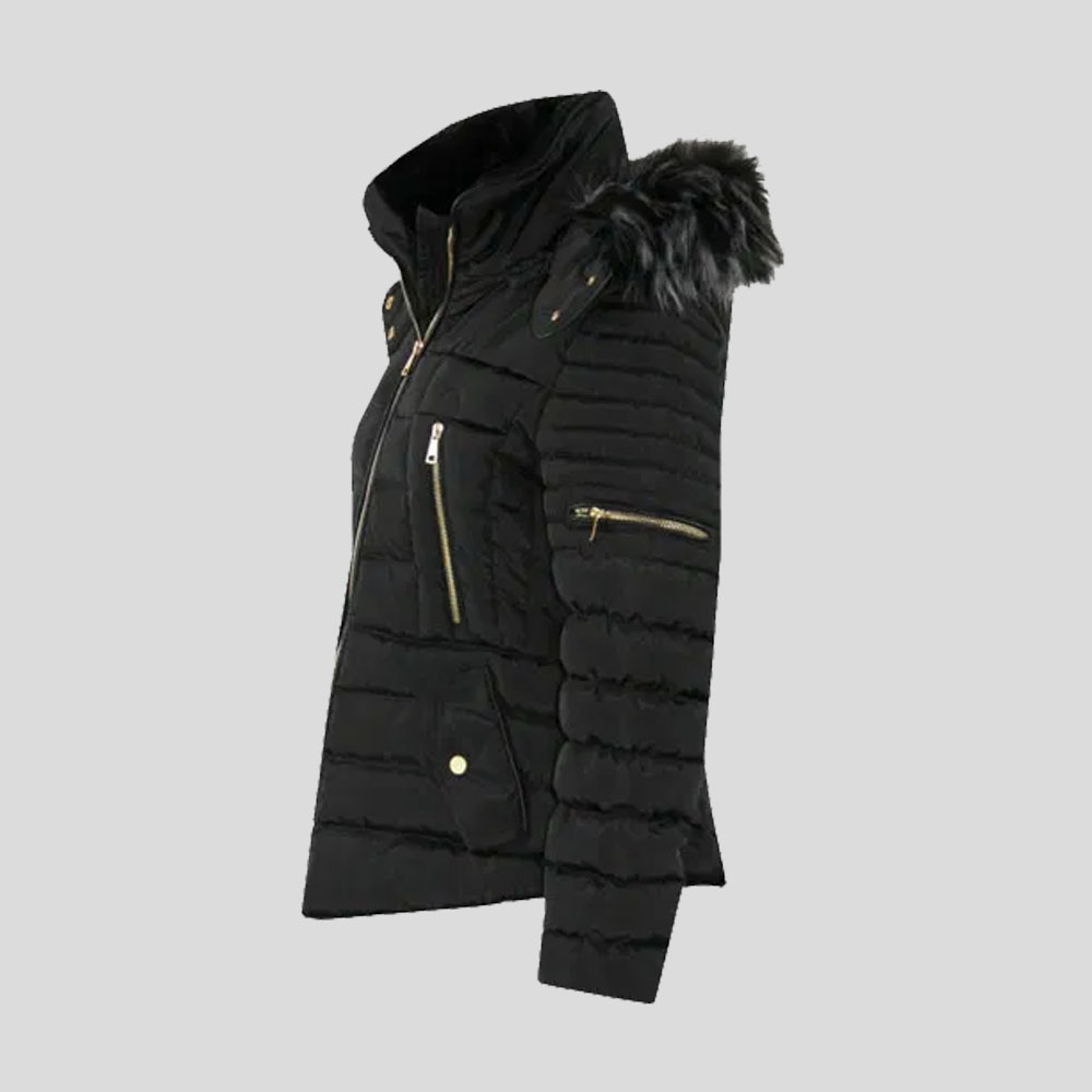 New Womens Quilted Winter Coat Puffer Fashion Fur Hooded Jacket – Tapfer