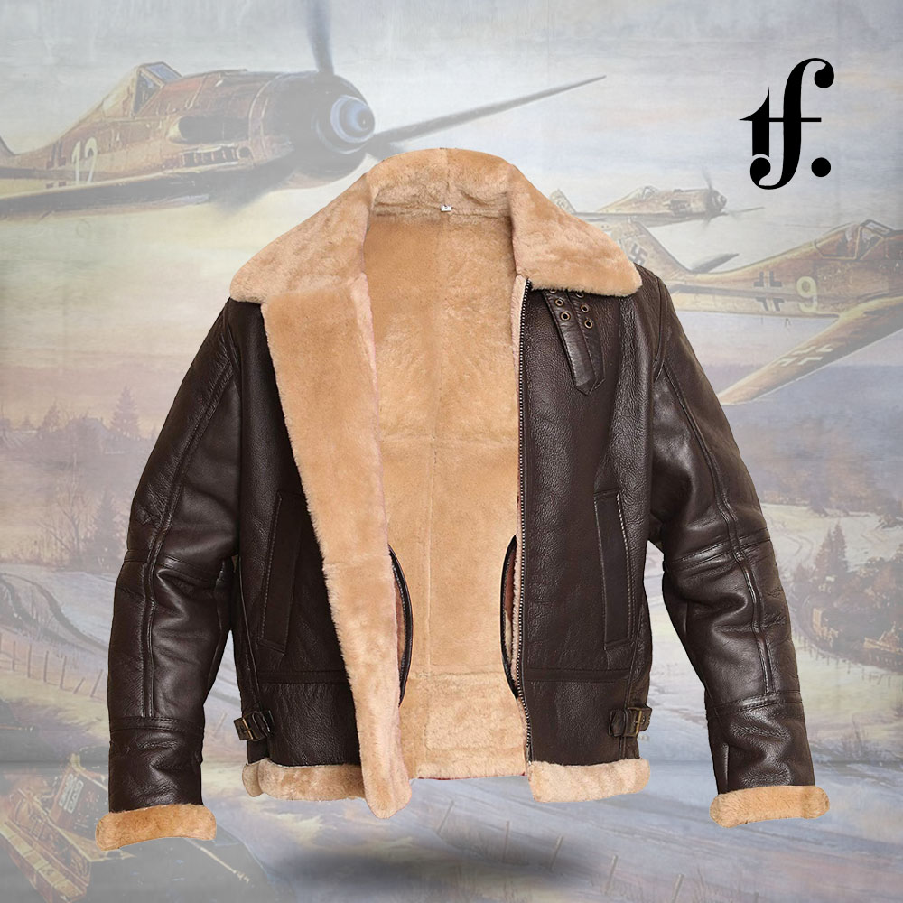 RAF Aviator Bomber Real Shearling Real Leather Jacket3