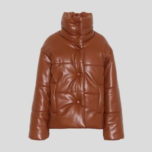 Real leather puffer jacket for mens