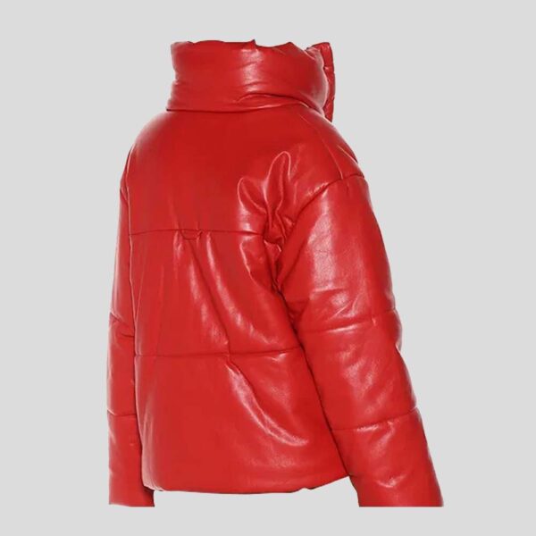 Red Real leather puffer jacket Bubble Jacket