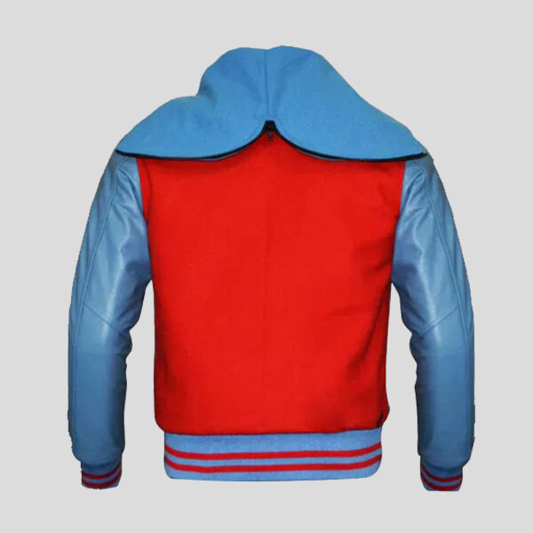 Top Quality Wool Red and Genuine Leather Sleeves Varsity Jacket