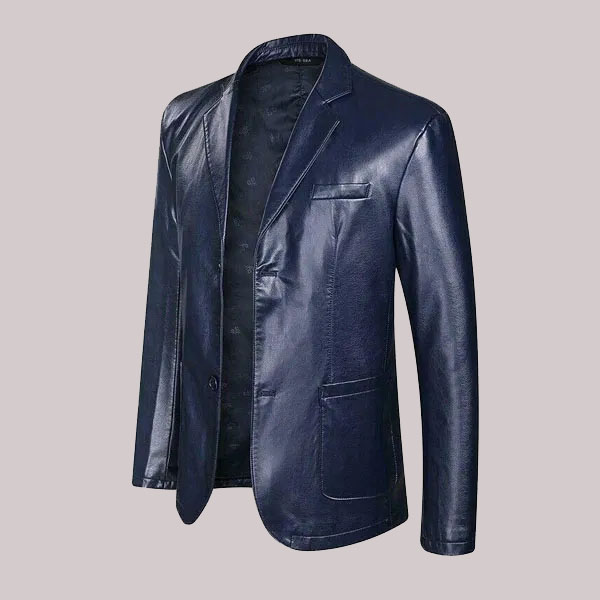 new Men’s Stylish Leather Blazers Jacket Outwear Formal Lapel Business Work Coat