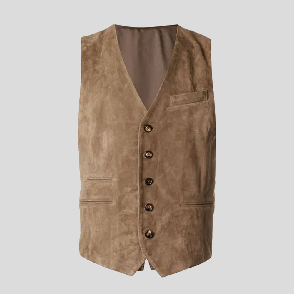 Brown Velvet Leather Vest in Attractive Look